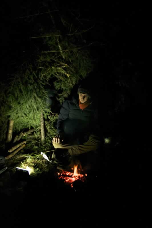 Spending a night out in the woods of Dorset in a shelter built using natural materials.